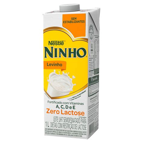 Leite Uht Semidesnatado Zero Lactose Ninho Levinho Caixa Tampa L