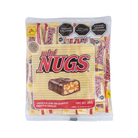 Mini Chocolate Nugs Con Cacahuate 24 Piezas 15g Cu Tienda De La Rosa®