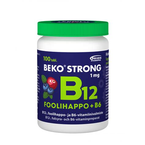 Beko Strong B12 Foolihappo B6 100 Purutabl Mustikka Karpalo Olo Apteekki