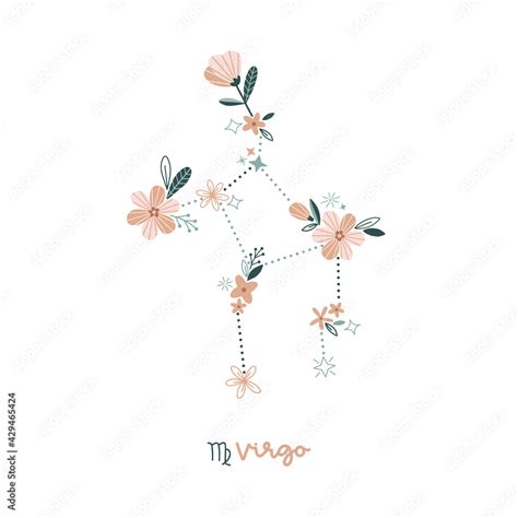 Flower Virgo Zodiac Sign Clip Art Isolated On White Celestial