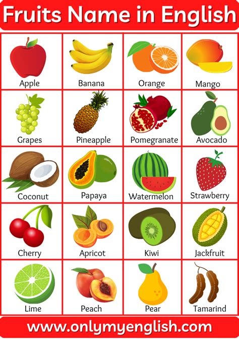 Fruit En Anglais Liste