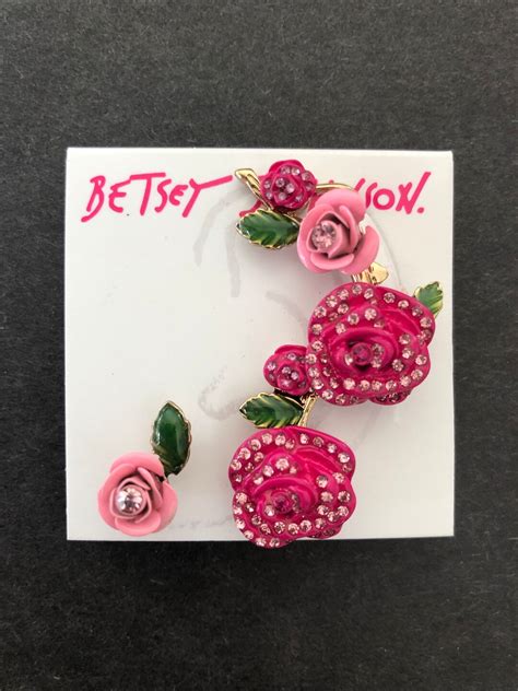 Asymmetric Design Rose Earrings Betsey Johnson Jewelry Etsy