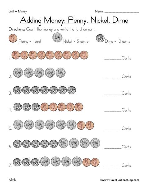 Money Practice Worksheets