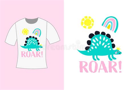Dinosaur With Roar Typography T Shirt Design Stock Vector