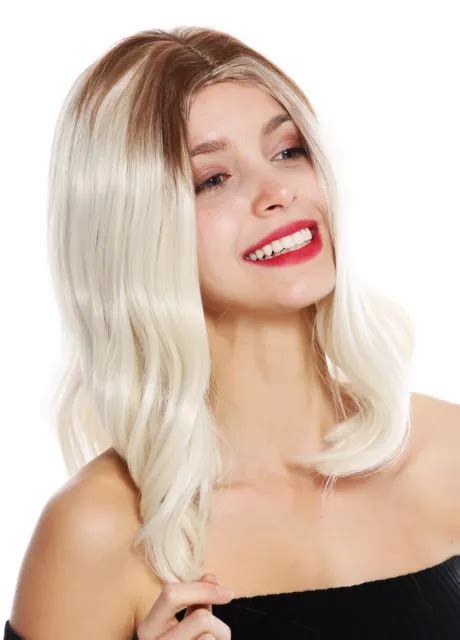 PERRUQUE POUR FEMME Mi Longs Raie Au Milieu Lisse Ombre Braun Blond EUR