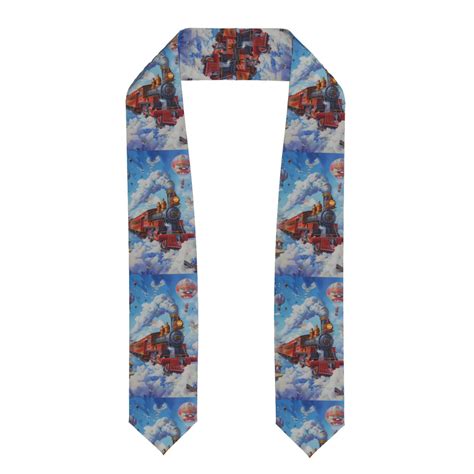 Jgfou Cartoon Train Hot Air Balloon Print Graduation Stoles Unisex Adult Graduation Stole