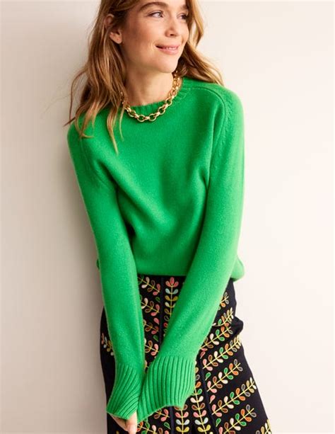 Split Cuff Cashmere Jumper Bright Green Boden Eu