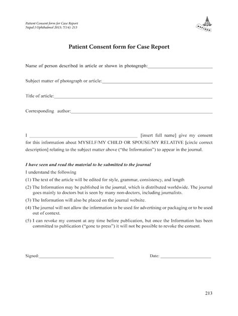 Fillable Online Nepjol Patient Consent Bformb For Case Report Nepal