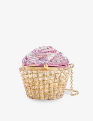 Judith Leiber Couture Strawberry Cupcake Crystal Embellished Brass