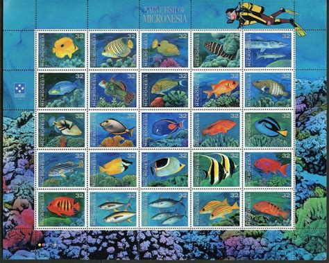 Micronesia Native Fish Of Micronesia Sheet Of Twenty Five Mint Nh