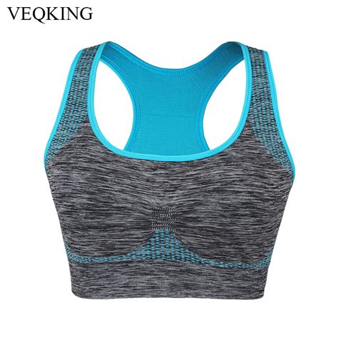 Veqking Women Professional Sport Bra Padded Push Up Shockproof Seamless Wire Free Workout