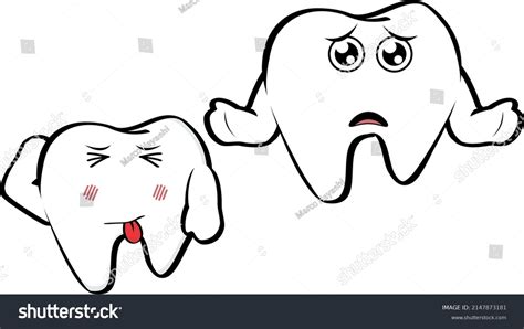 Molar Tooth Cartoon Kawaii Expressions Collection Stock Vector Royalty