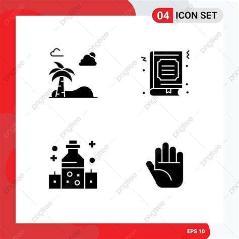 Set Of 4 Modern Ui Icons Symbols Signs For Beach Icons Hand Symbols