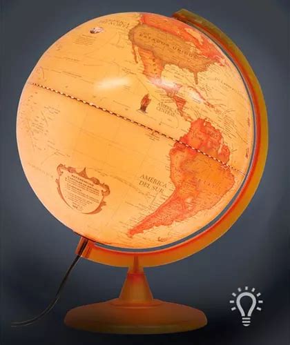 Globo Terraqueo Gloter Sepia 25cm Con Luz Y Base De Plastico