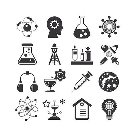 Science And Research Icon Set Vector Illustration Premium AI