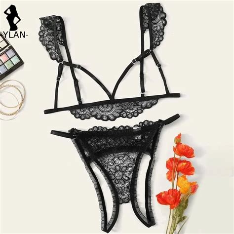 Uaang Women S Sexy Lingerie Set Open Cup Bra Set Hollow Brassiere