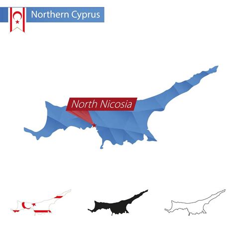 Northern Cyprus Blue Low Poly Map With Capital North Nicosia 18818098