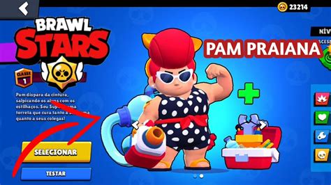 Jogando Com A Nova Skin Da Pam Pam Praiana☀️🏄‍♂️ Brawl Stars Youtube