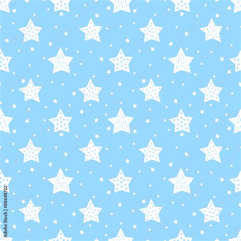 Seamless pattern with cute stars for kids. Baby shower blue vector ...