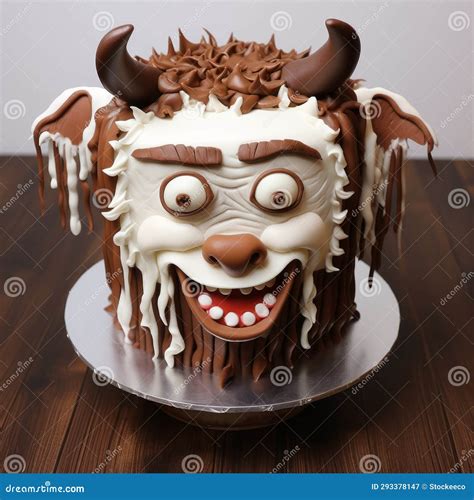 Frightful Folklore Chocolate Bear Face Birthday Cake Stock