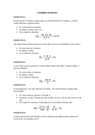 Ejercicios De Permutaciones Combinaciones Variaciones Pdf