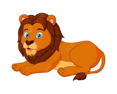 Gambar Kartun Singa Comel Baring Vektor Meletakkan Cub Png Dan