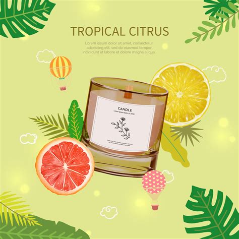 Tropical Citrus Candle Ads Banner Concept Poster Card Vector 23118217