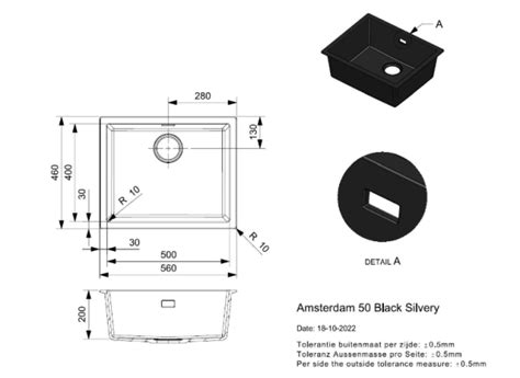 Reginox Amsterdam X Pure Black R Enkele Keukenspoelbak