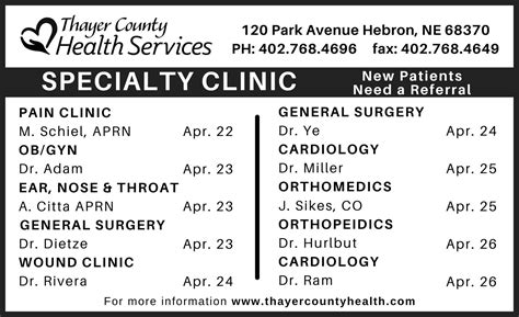 Specialty Clinic Thayer County Health Services