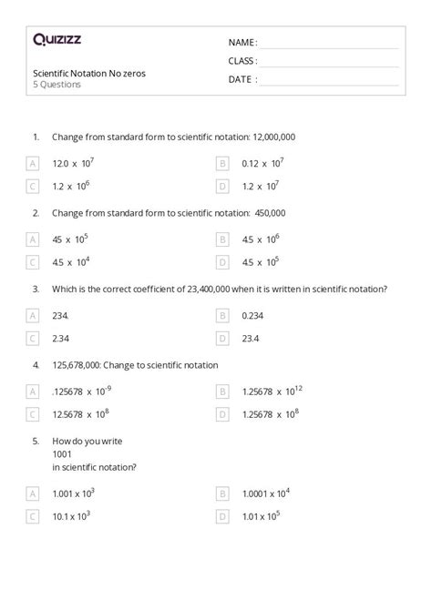 Scientific Notation Worksheets On Quizizz Free Printable