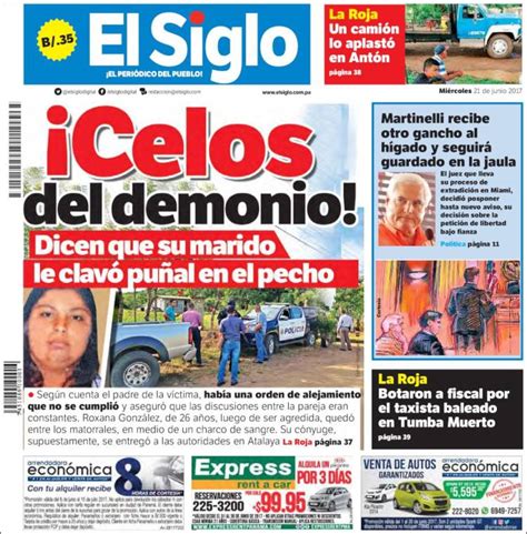 Periódico El Siglo Panamá Periódicos de Panamá Edición de miércoles