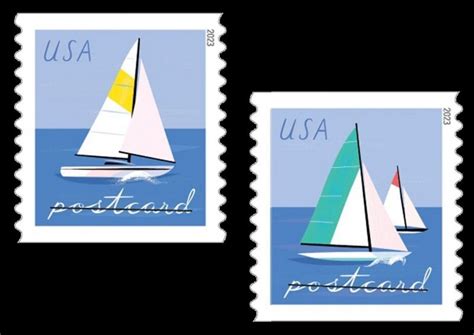 Us Sailboats Postcard Rate Coil Set Stamps Mnh Jan