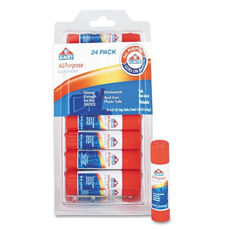 Elmer S All Purpose Permanent Glue Stick White Application 21 Oz 24