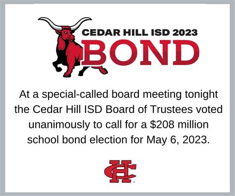 Cedar Hill Isd Board Of Trustees Call Bond Election For May 2023