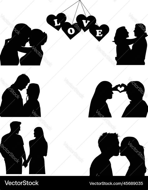 Couple in love silhouette isolated Royalty Free Vector Image