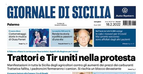 Prima Pagina Giornale Di Sicilia Nuova Rossa Con Un Po Di Nero