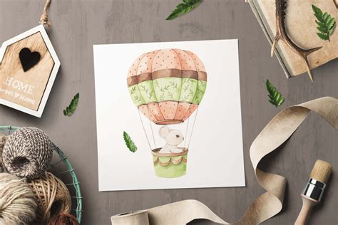 Air Balloons Watercolor Set By Alesya Pytskaya Illustrations