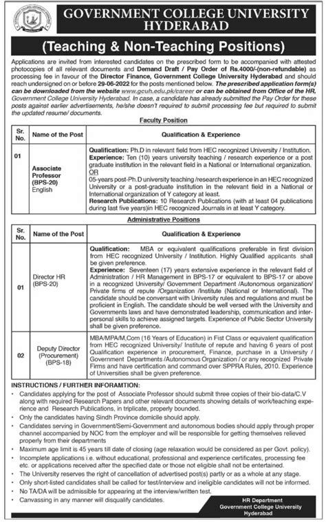 Gc University Hyderabad Jobs 2022 Pk