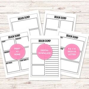 Printable Brain Dump Worksheets ADHD Planner Templates Etsy