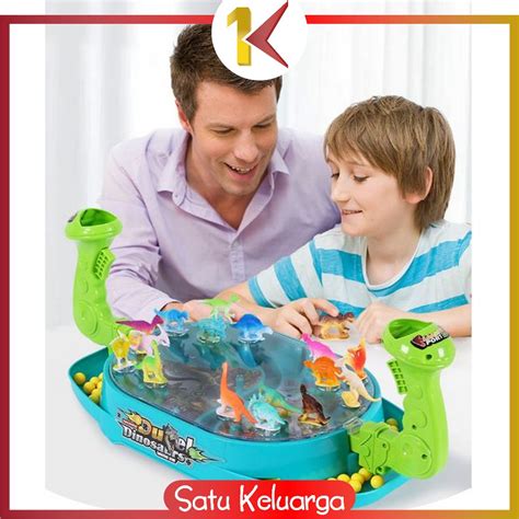jual sk  mainan dinosaurus duel games tembak bola dinosaur board