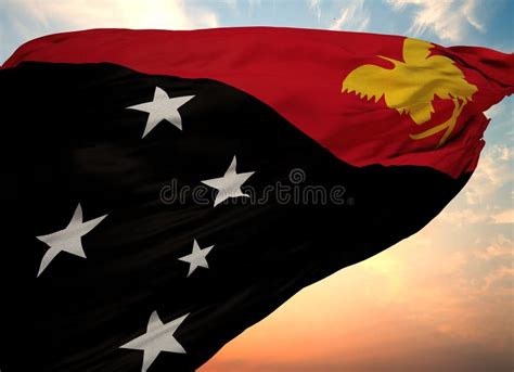 Ilustra O De Uma Bandeira Ondulante Da Papua Nova Guin O C U De