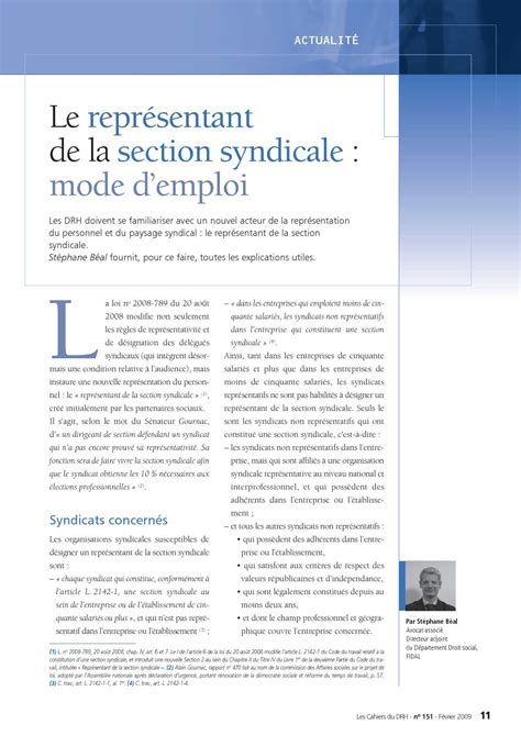 Calaméo Le Représentant de la Section Syndicale Mode d emploi