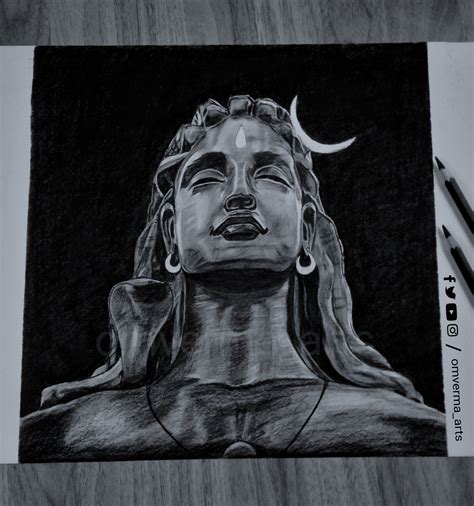 Adiyogi Charcoal Lord Shiva Drawing Adiyogi Realistic Charcoal How To