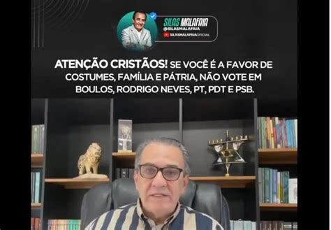 Malafaia vai ao X conclamar cristãos a não votar na esquerda