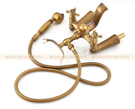 Luxury Bathtub Faucets Antique Brass Material Bathroom Shower Set