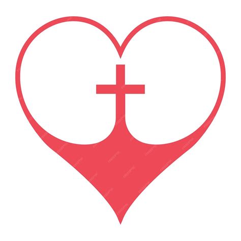 Cruz Cristiana En El Símbolo Del Corazón De La Fe En Dios Vector