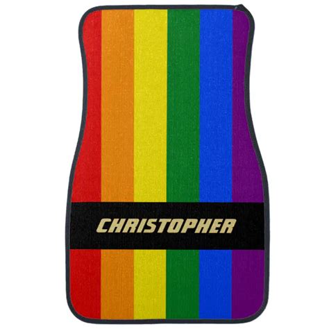 Lgbt Gay Pride Rainbow Stripes Flag Monogram Lgbtq Car Floor Mat Zazzle