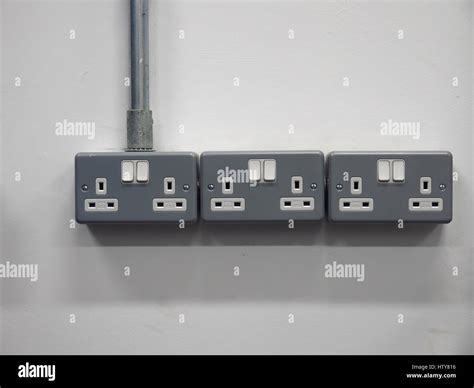 Surface Wall Mounted Electrical Sockets Stock Photo Alamy