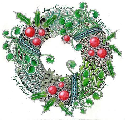 Zentangle Christmas Wreath Tangled Moonshine Christmas Tree Zentangle