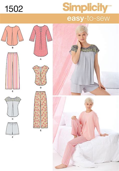 Simplicity 1502 Misses Pants Or Shorts And Nightshirt Or Top Pajama